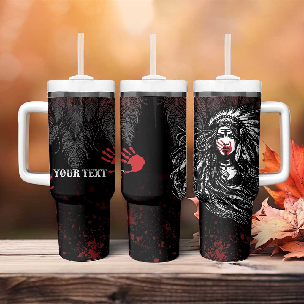 Personalized Native American MMIW Red Handprint Tumbler With Handle Dreamcatcher