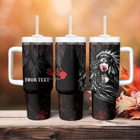 Personalized Native American MMIW Red Handprint Tumbler With Handle Dreamcatcher