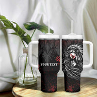 Personalized Native American MMIW Red Handprint Tumbler With Handle Dreamcatcher