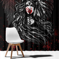 Native American MMIW Red Handprint Window Curtain Dreamcatcher