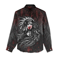 Native American MMIW Red Handprint Women Casual Shirt Dreamcatcher