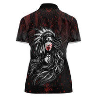 Native American MMIW Red Handprint Women Polo Shirt Dreamcatcher