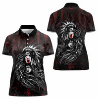 Native American MMIW Red Handprint Women Polo Shirt Dreamcatcher