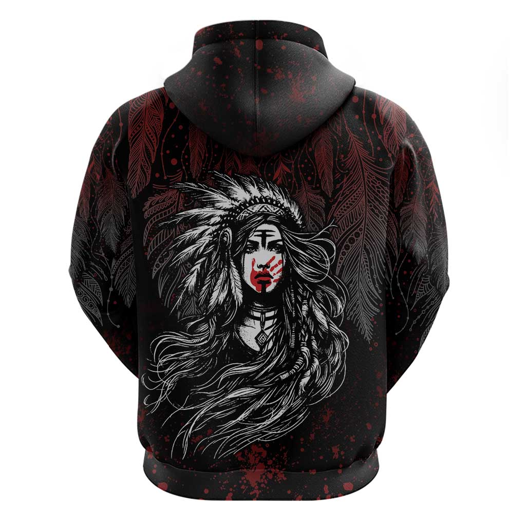 Native American MMIW Red Handprint Zip Hoodie Dreamcatcher
