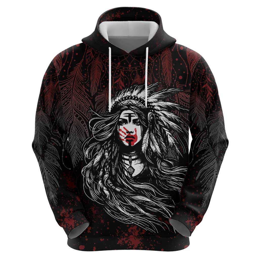 Native American MMIW Red Handprint Zip Hoodie Dreamcatcher