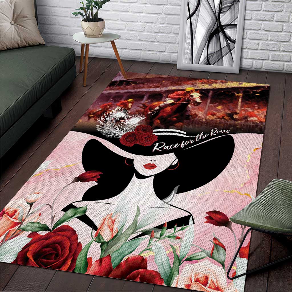 Kentucky Horse Racing Area Rug Derby Girl - Marble Roses
