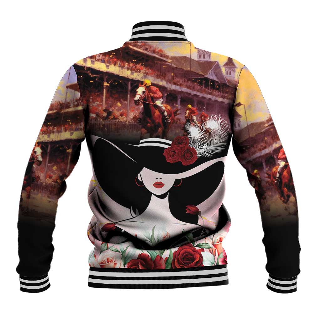 Kentucky Horse Racing Baseball Jacket Derby Girl - Marble Roses