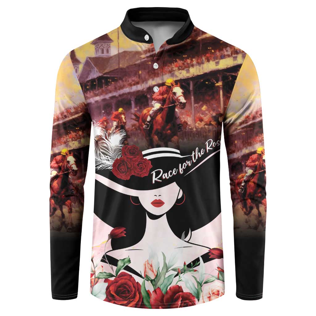 Kentucky Horse Racing Button Sweatshirt Derby Girl - Marble Roses