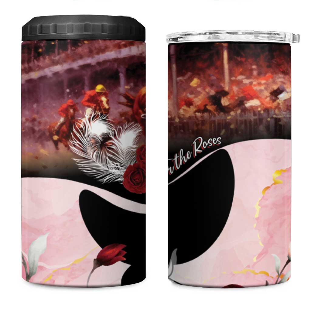 Kentucky Horse Racing 4 in 1 Can Cooler Tumbler Derby Girl - Marble Roses