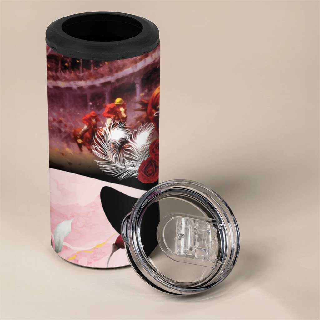 Kentucky Horse Racing 4 in 1 Can Cooler Tumbler Derby Girl - Marble Roses