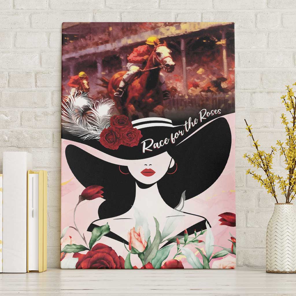 Kentucky Horse Racing Canvas Wall Art Derby Girl - Marble Roses