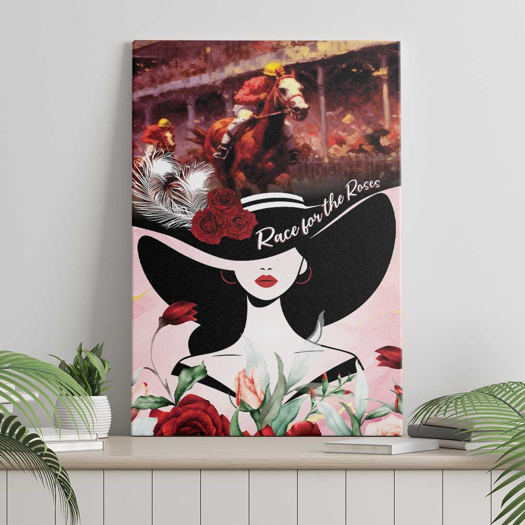 Kentucky Horse Racing Canvas Wall Art Derby Girl - Marble Roses