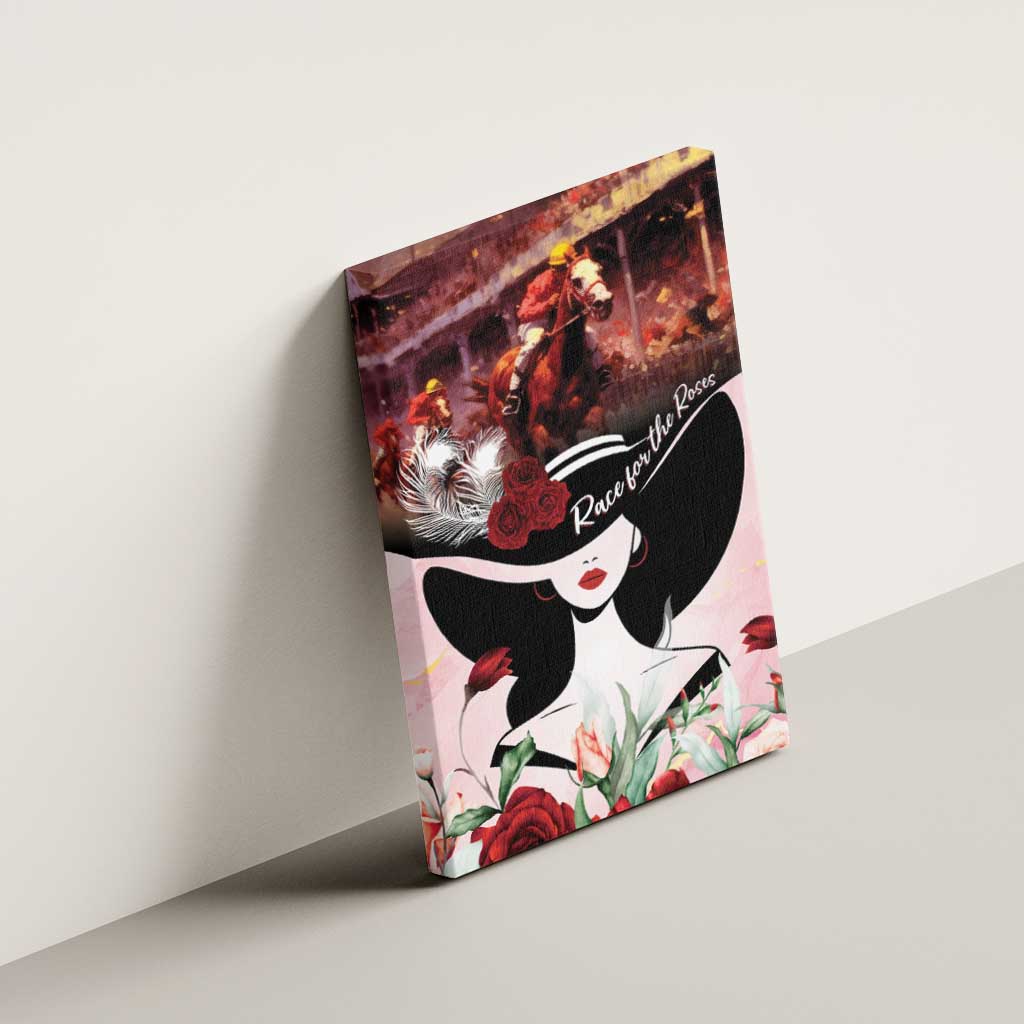 Kentucky Horse Racing Canvas Wall Art Derby Girl - Marble Roses