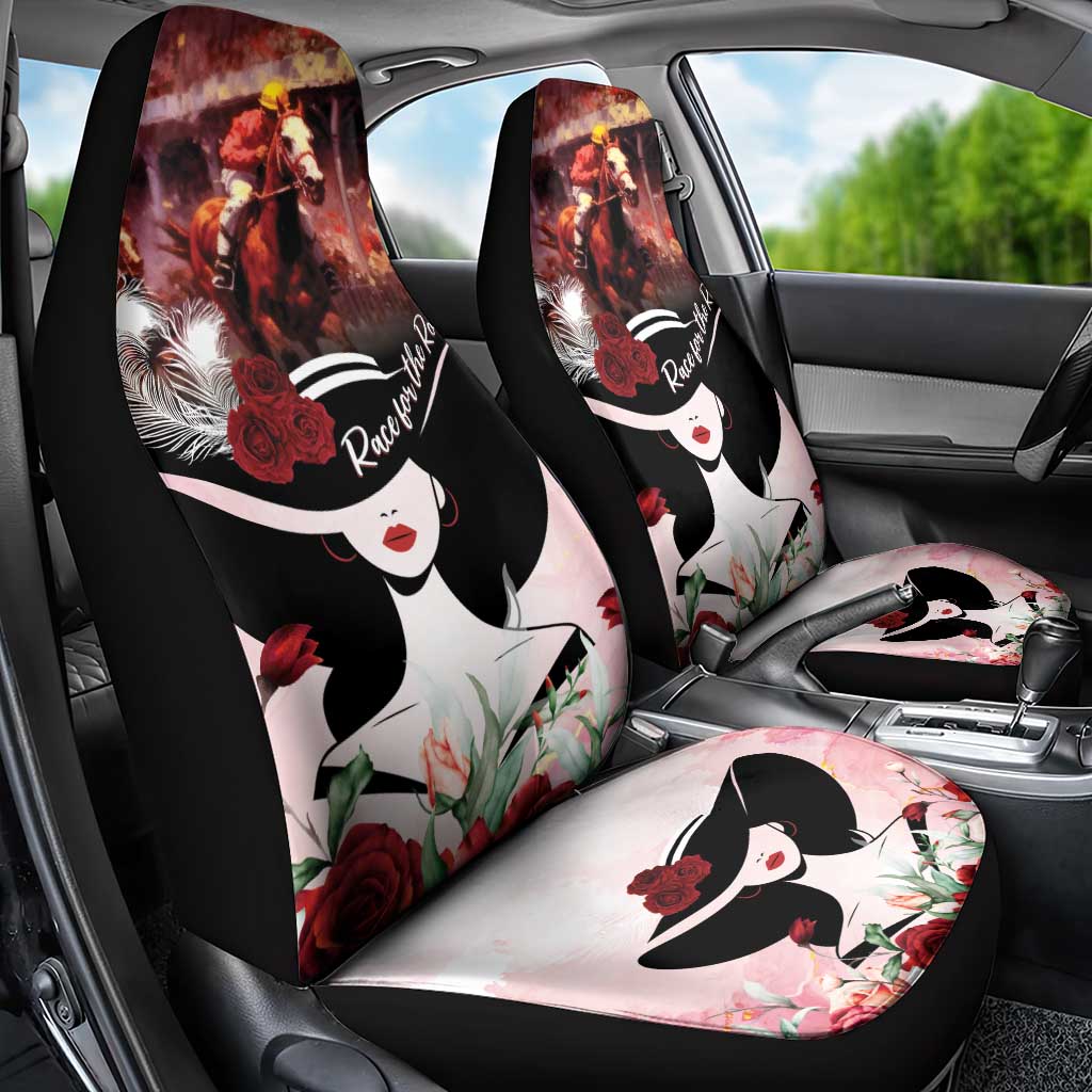 Kentucky Horse Racing Car Seat Cover Derby Girl - Marble Roses