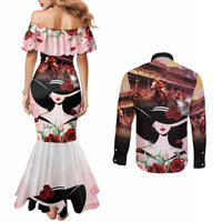 Kentucky Horse Racing Couples Matching Mermaid Dress and Long Sleeve Button Shirt Derby Girl - Marble Roses