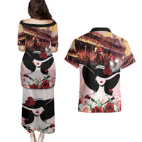 Kentucky Horse Racing Couples Matching Puletasi and Hawaiian Shirt Derby Girl - Marble Roses