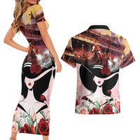 Kentucky Horse Racing Couples Matching Short Sleeve Bodycon Dress and Hawaiian Shirt Derby Girl - Marble Roses