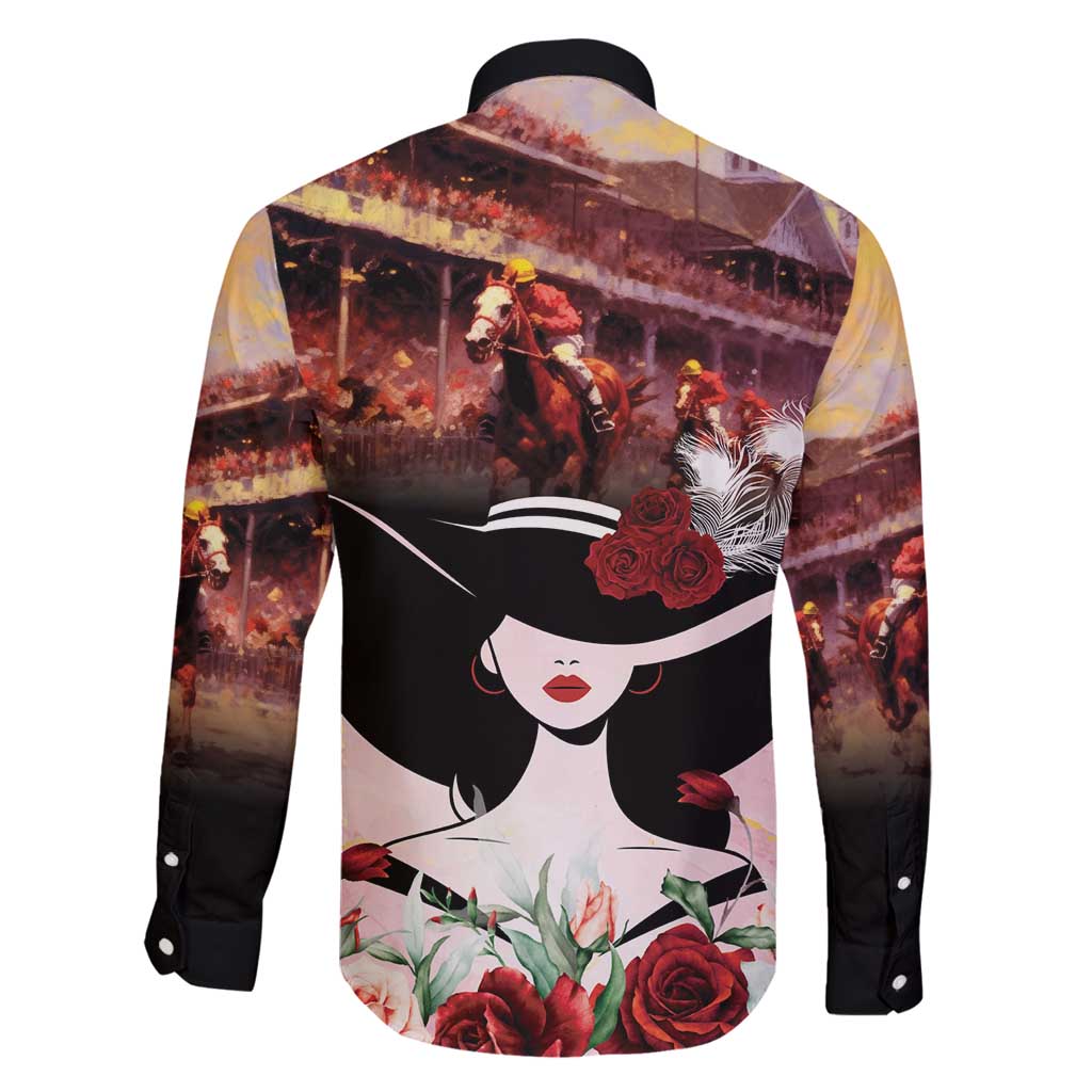 Kentucky Horse Racing Family Matching Off Shoulder Short Dress and Hawaiian Shirt Derby Girl - Marble Roses