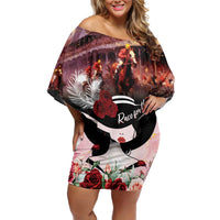 Kentucky Horse Racing Family Matching Off Shoulder Short Dress and Hawaiian Shirt Derby Girl - Marble Roses