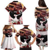 Kentucky Horse Racing Family Matching Puletasi and Hawaiian Shirt Derby Girl - Marble Roses