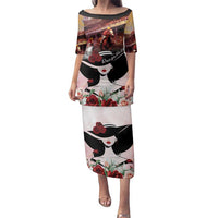 Kentucky Horse Racing Family Matching Puletasi and Hawaiian Shirt Derby Girl - Marble Roses