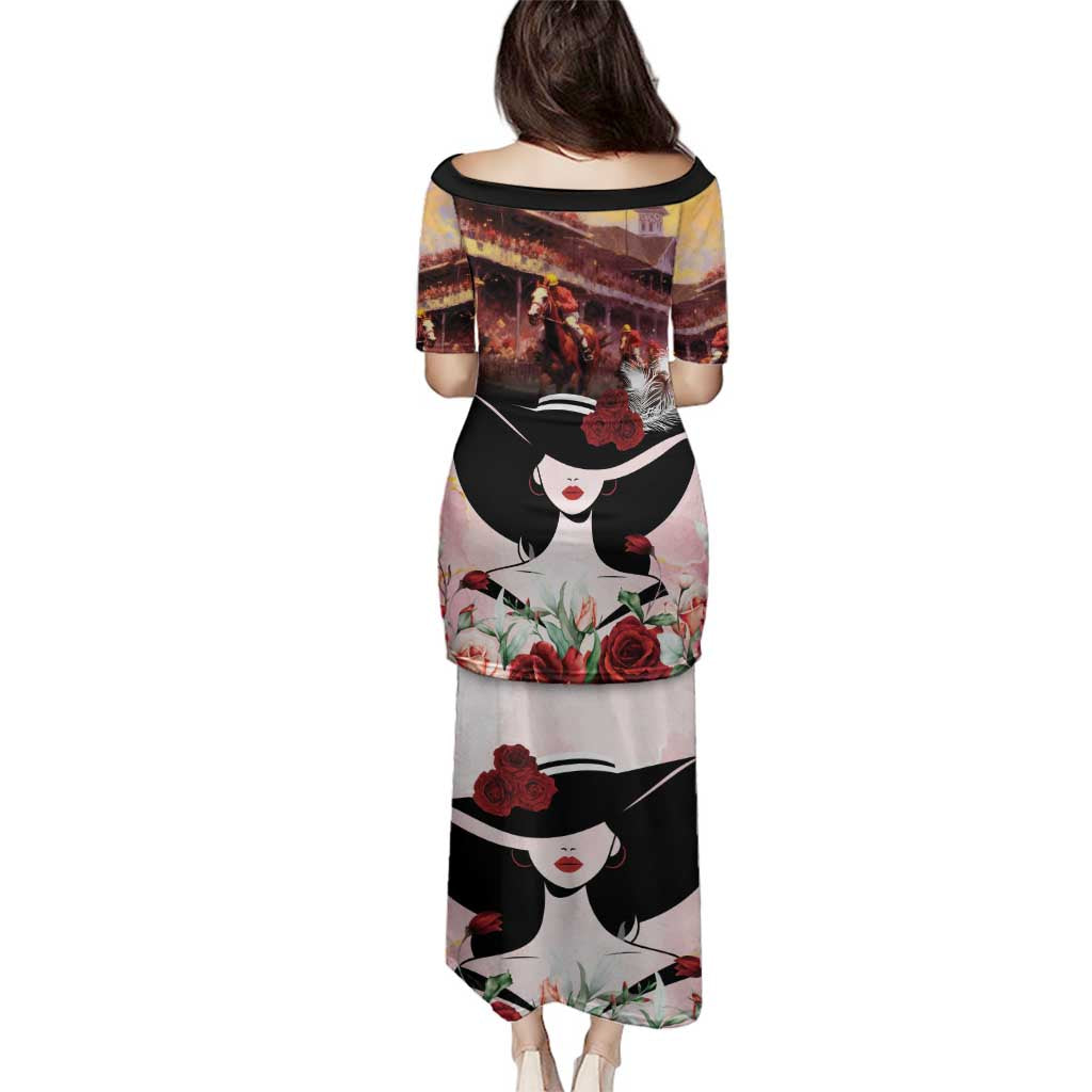 Kentucky Horse Racing Family Matching Puletasi and Hawaiian Shirt Derby Girl - Marble Roses