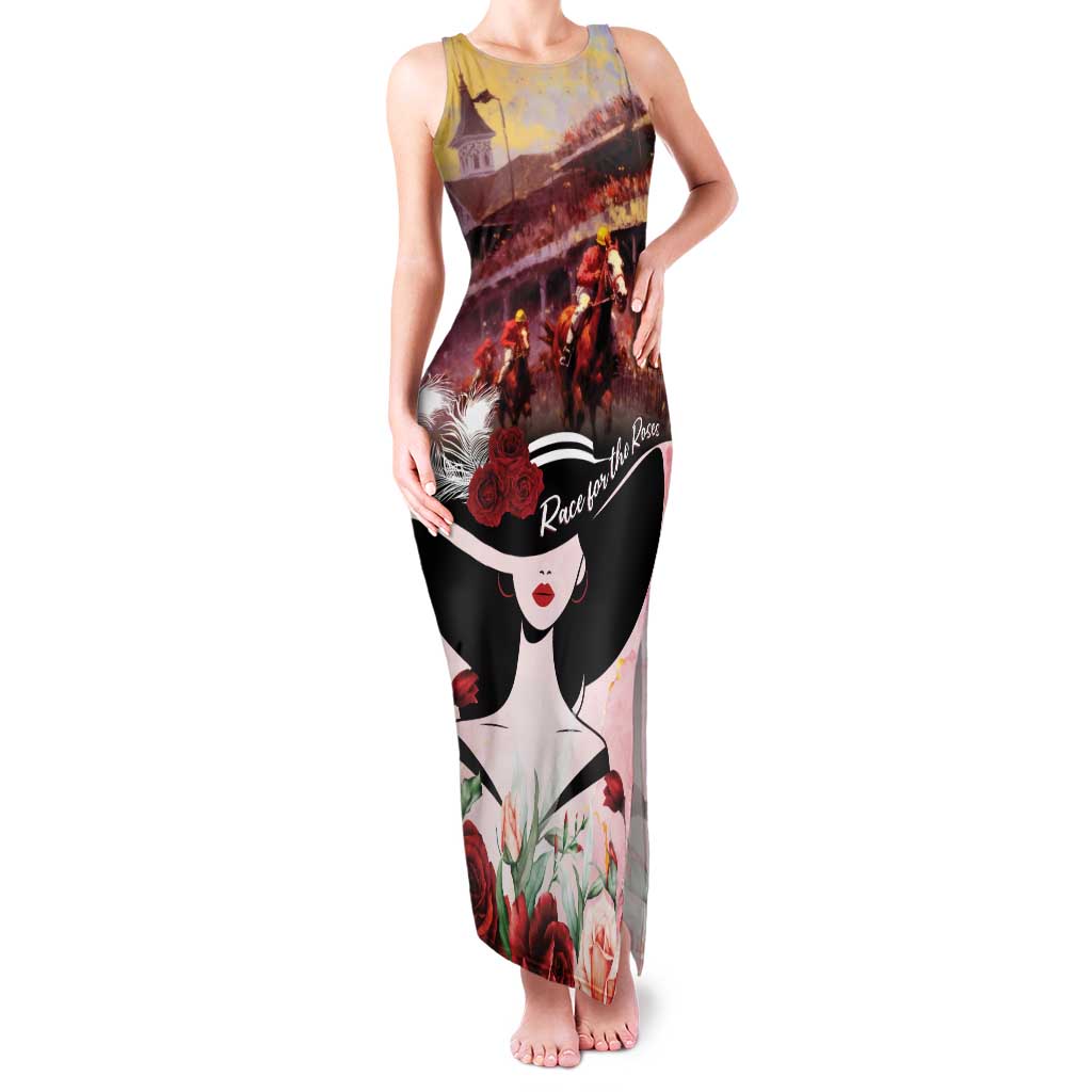 Kentucky Horse Racing Family Matching Tank Maxi Dress and Hawaiian Shirt Derby Girl - Marble Roses