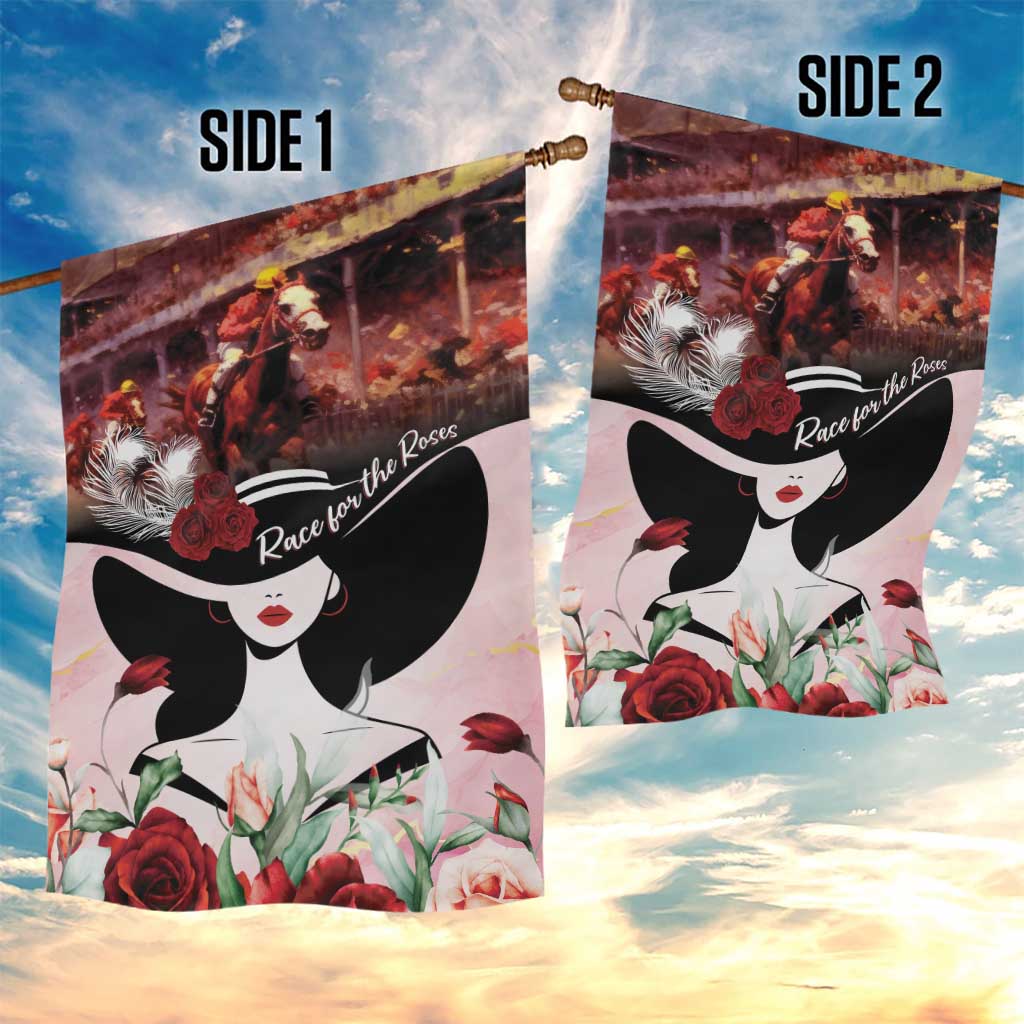 Kentucky Horse Racing Garden Flag Derby Girl - Marble Roses