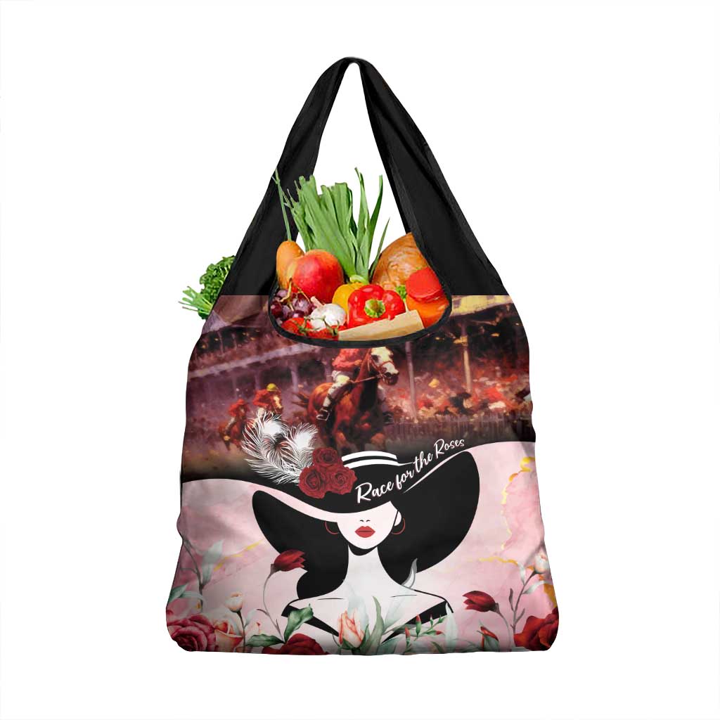 Kentucky Horse Racing Grocery Bag Derby Girl - Marble Roses