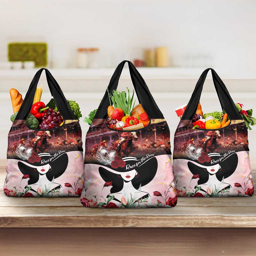 Kentucky Horse Racing Grocery Bag Derby Girl - Marble Roses