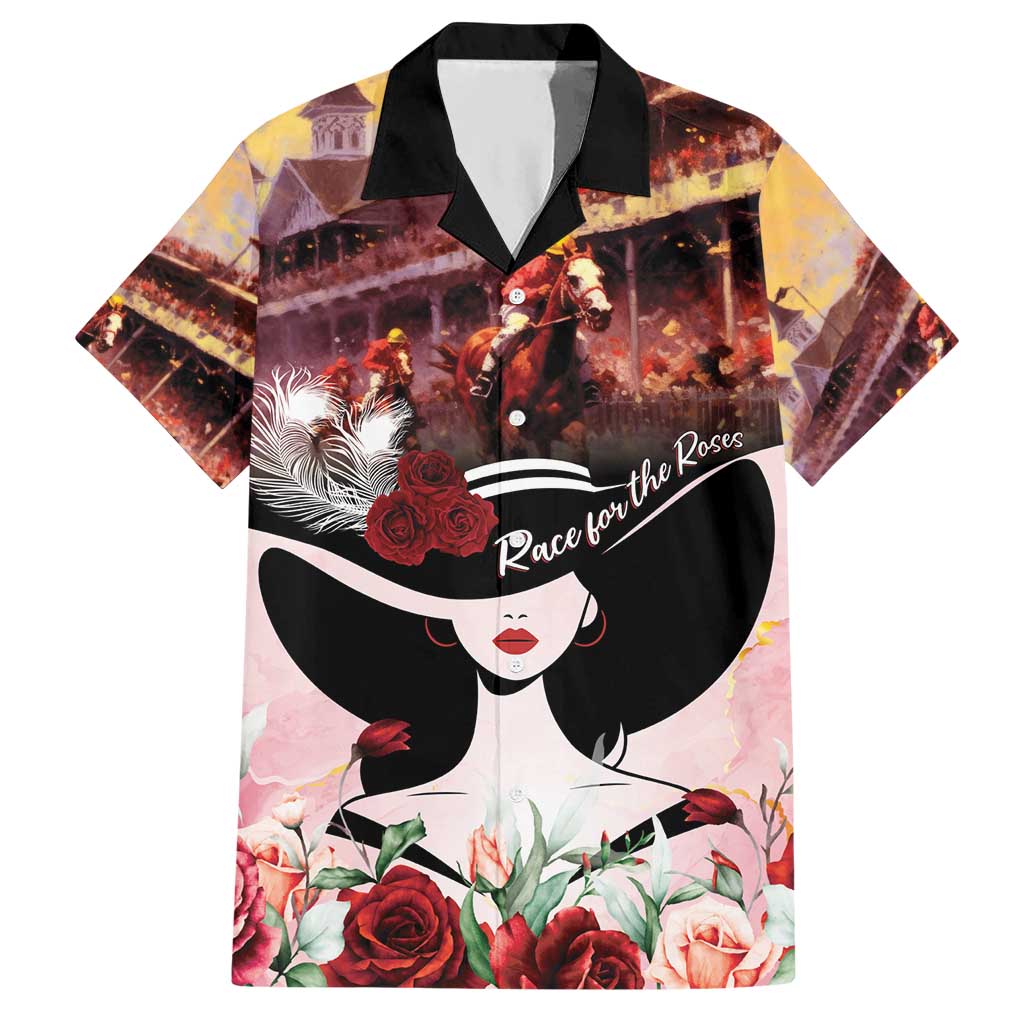 Kentucky Horse Racing Hawaiian Shirt Derby Girl - Marble Roses