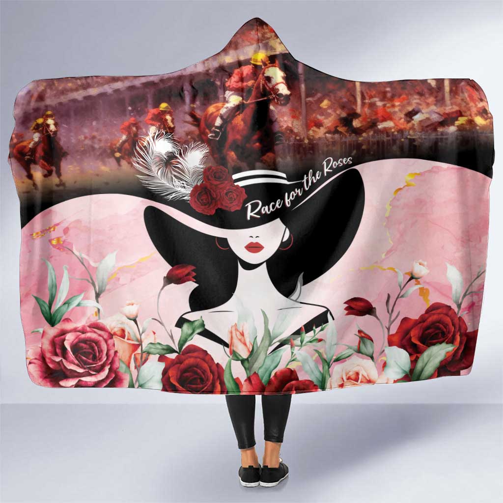 Kentucky Horse Racing Hooded Blanket Derby Girl - Marble Roses