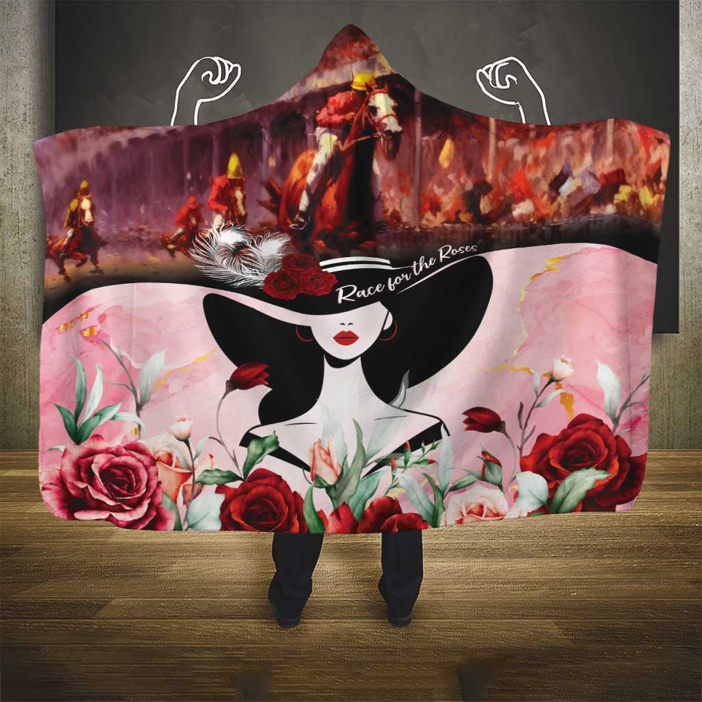 Kentucky Horse Racing Hooded Blanket Derby Girl - Marble Roses