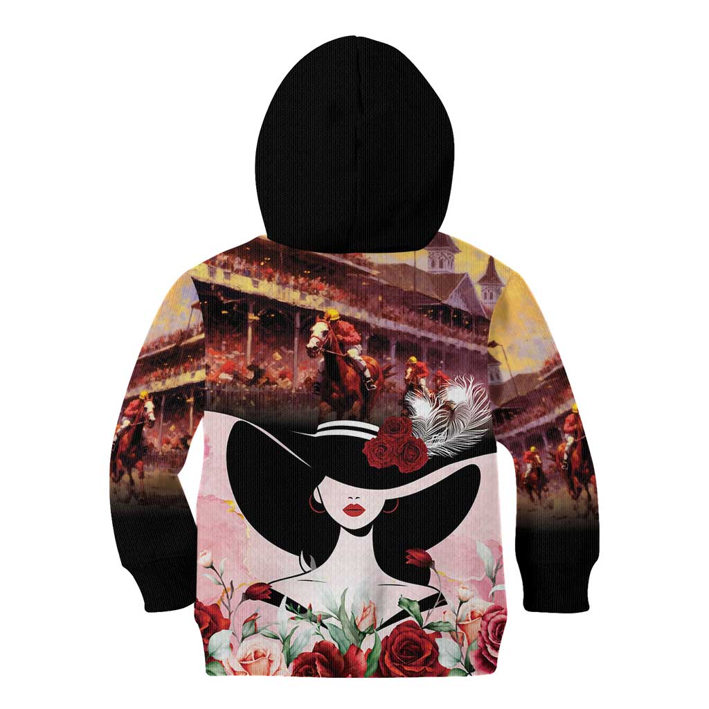 Kentucky Horse Racing Kid Hoodie Derby Girl - Marble Roses