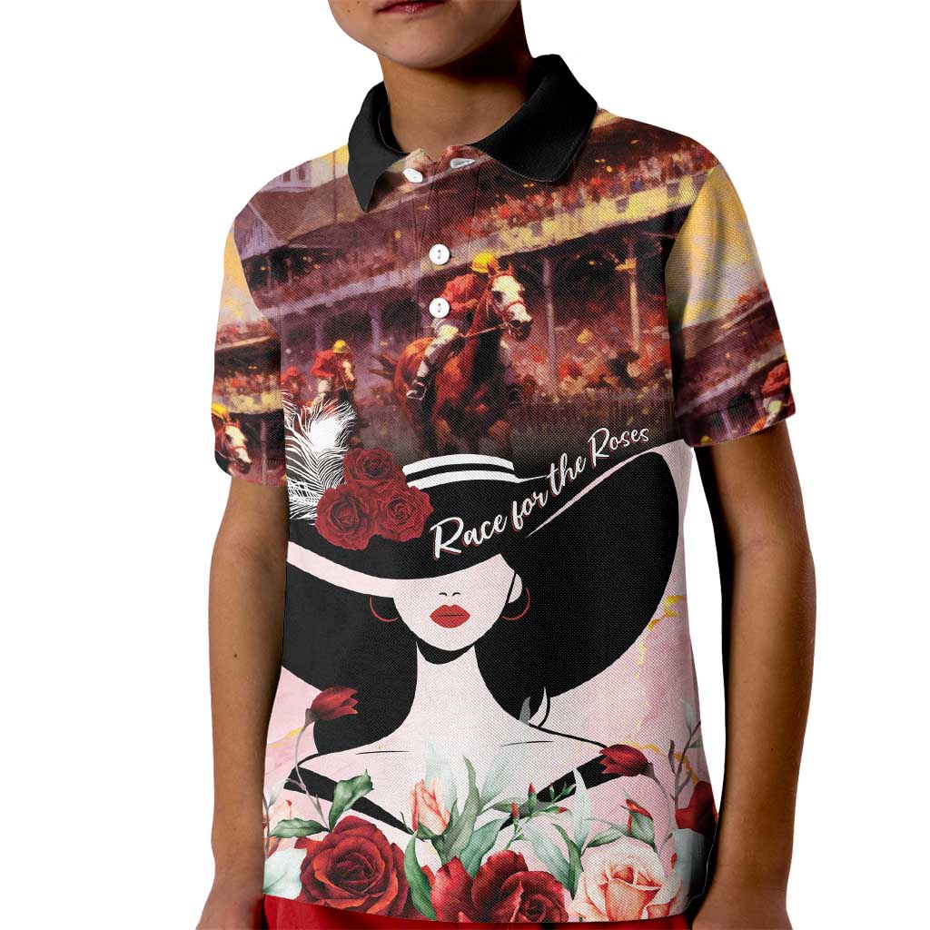 Kentucky Horse Racing Kid Polo Shirt Derby Girl - Marble Roses
