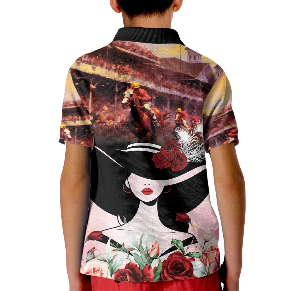 Kentucky Horse Racing Kid Polo Shirt Derby Girl - Marble Roses