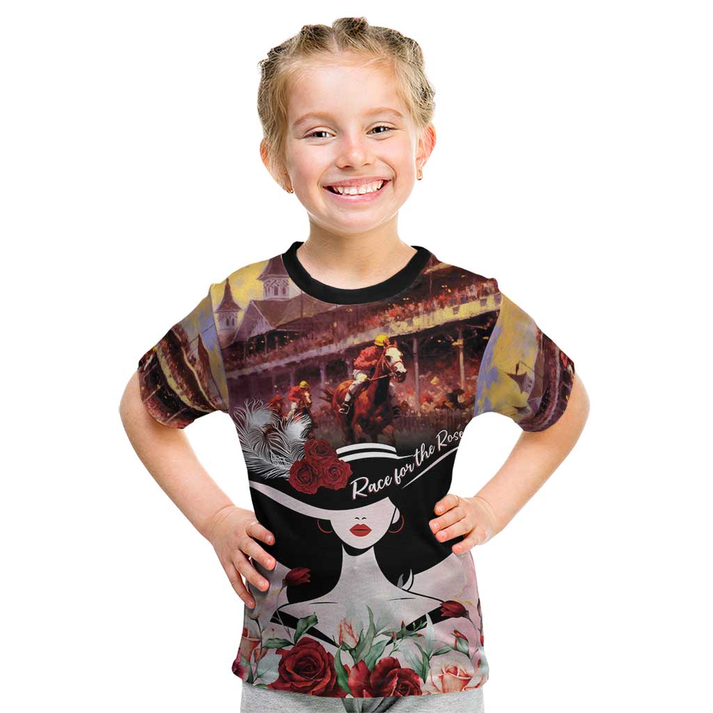 Kentucky Horse Racing Kid T Shirt Derby Girl - Marble Roses