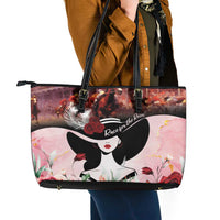 Kentucky Horse Racing Leather Tote Bag Derby Girl - Marble Roses