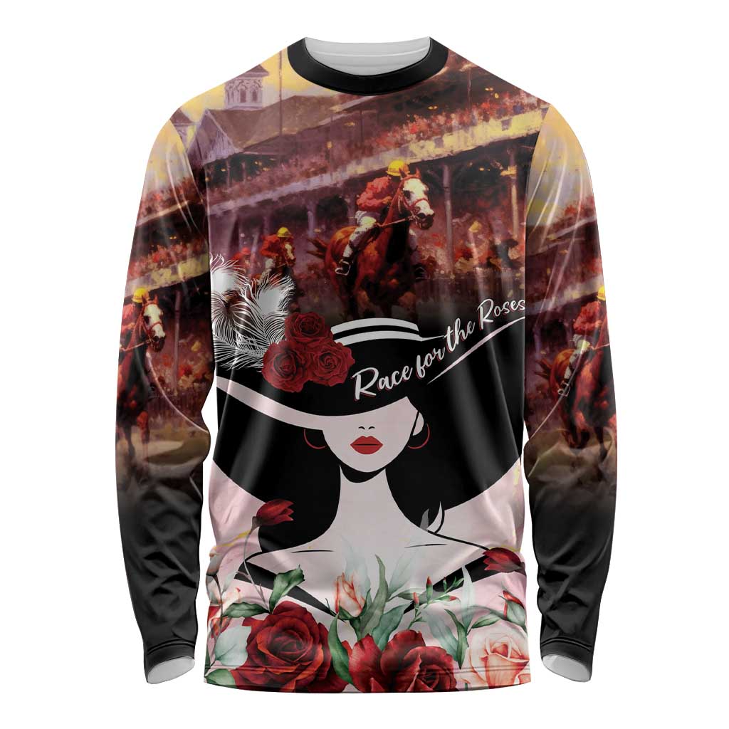 Kentucky Horse Racing Long Sleeve Shirt Derby Girl - Marble Roses