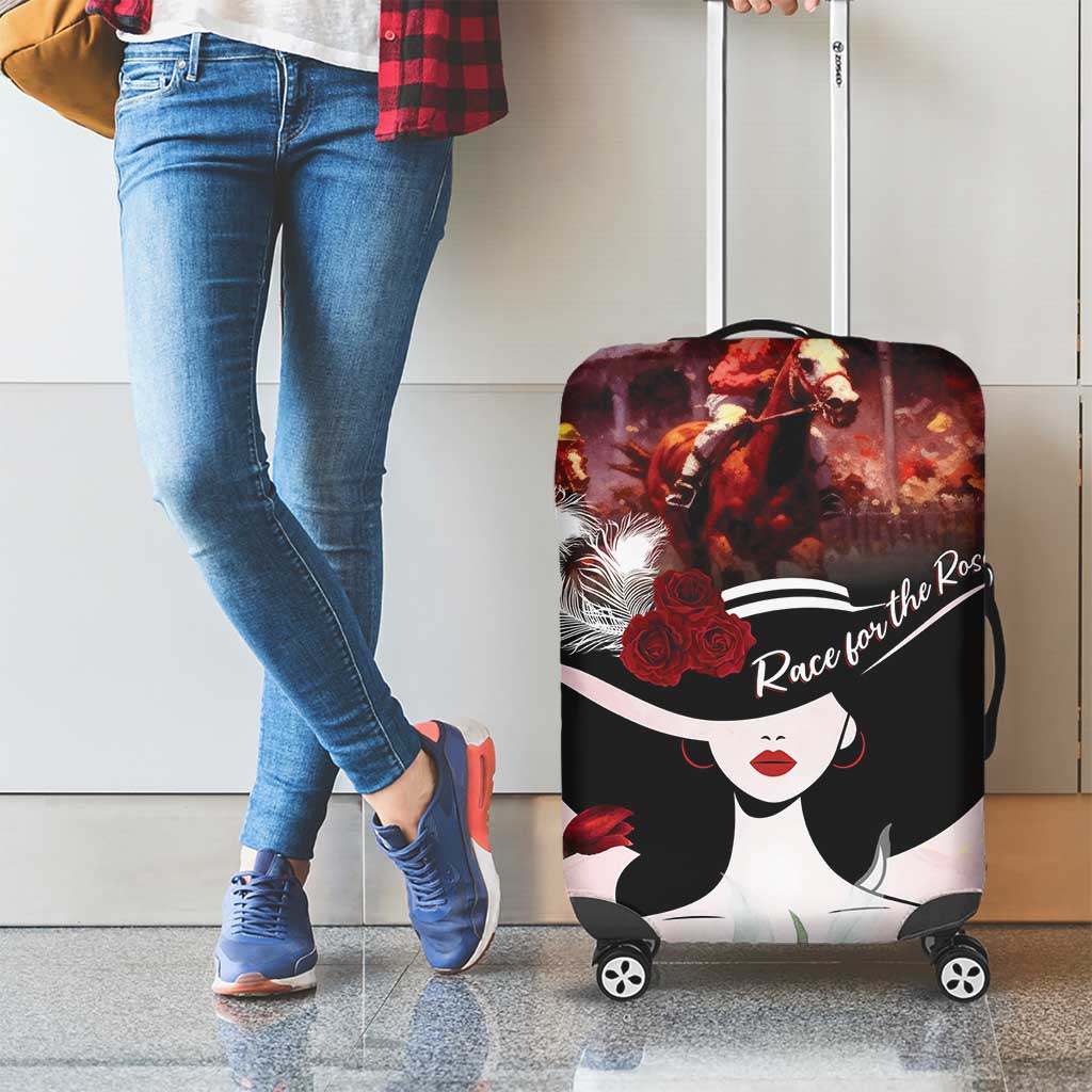 Kentucky Horse Racing Luggage Cover Derby Girl - Marble Roses