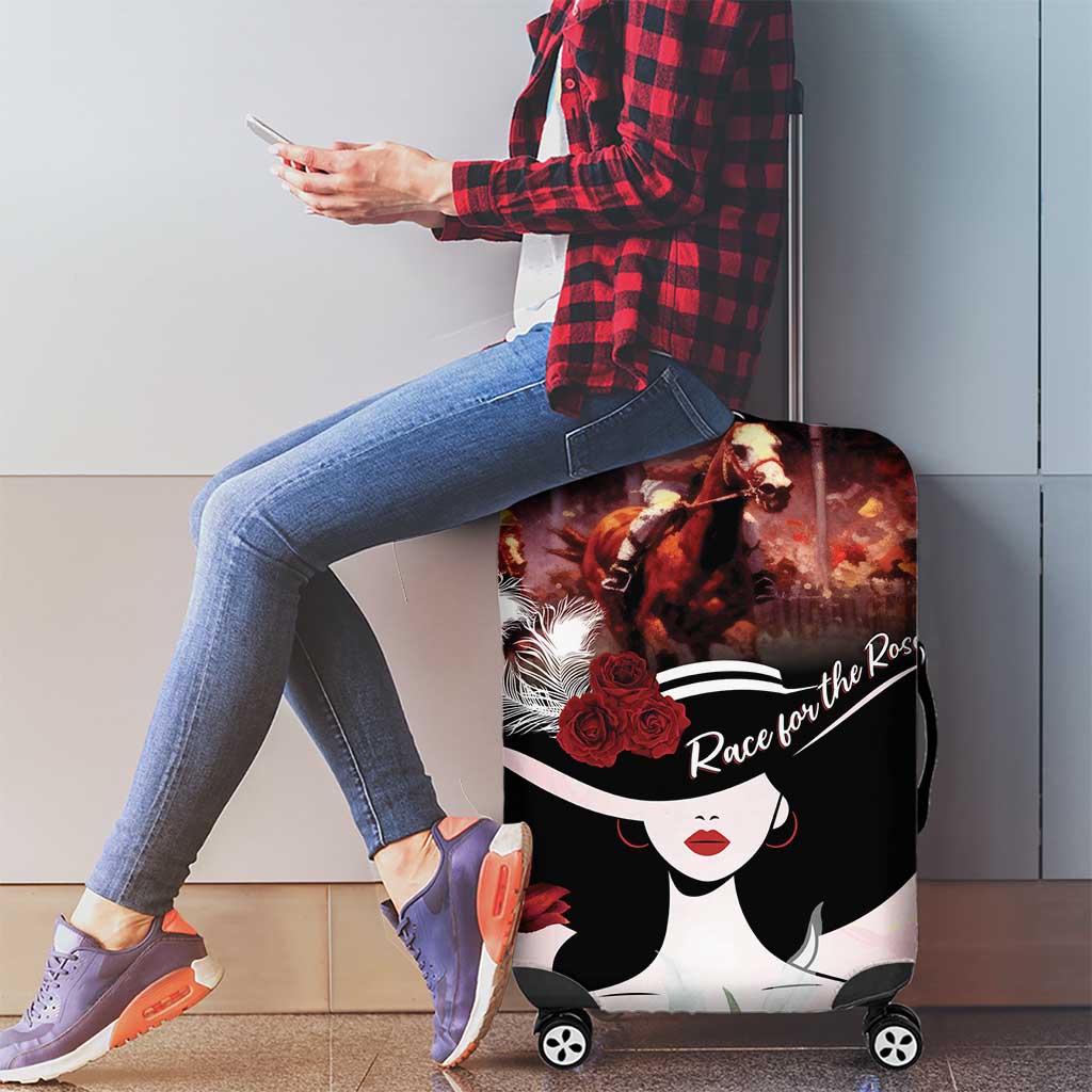 Kentucky Horse Racing Luggage Cover Derby Girl - Marble Roses