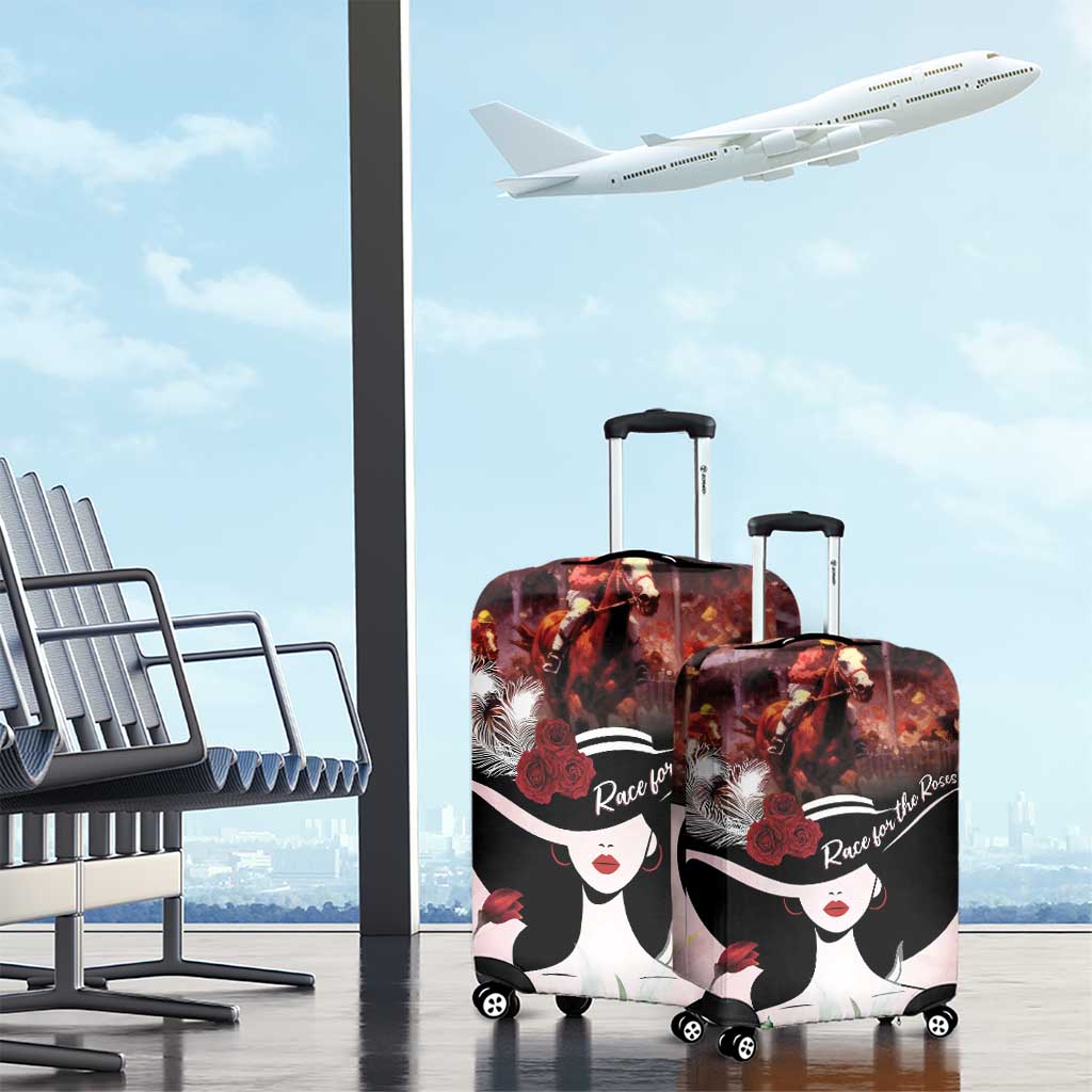 Kentucky Horse Racing Luggage Cover Derby Girl - Marble Roses