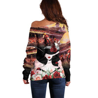Kentucky Horse Racing Off Shoulder Sweater Derby Girl - Marble Roses