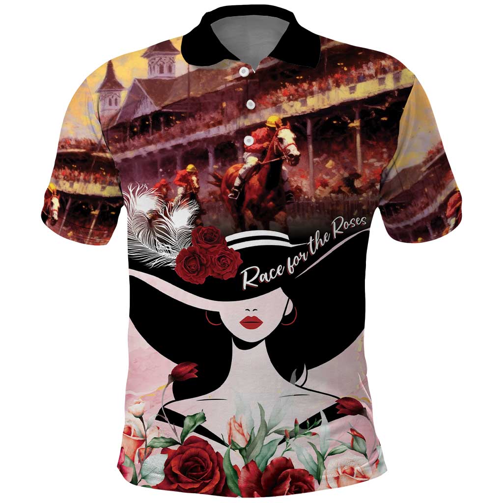 Kentucky Horse Racing Polo Shirt Derby Girl - Marble Roses