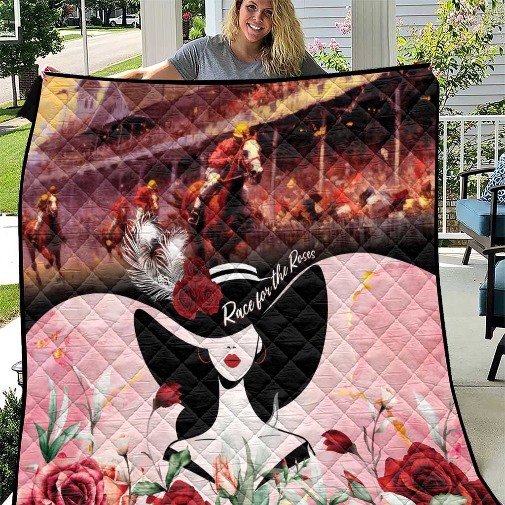 Kentucky Horse Racing Quilt Derby Girl - Marble Roses