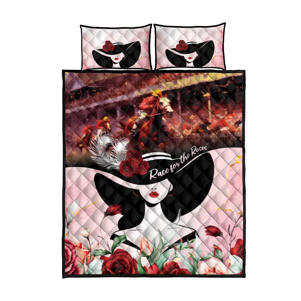 Kentucky Horse Racing Quilt Bed Set Derby Girl - Marble Roses