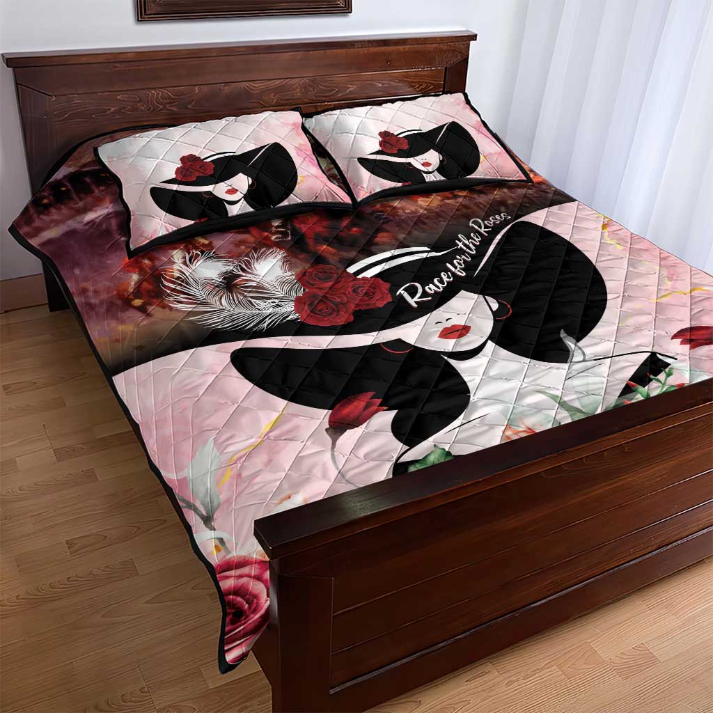 Kentucky Horse Racing Quilt Bed Set Derby Girl - Marble Roses