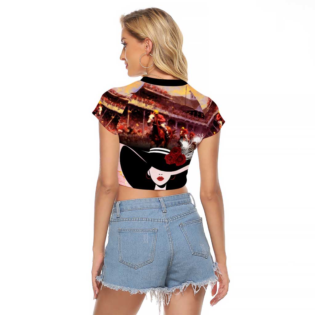 Kentucky Horse Racing Raglan Cropped T Shirt Derby Girl - Marble Roses