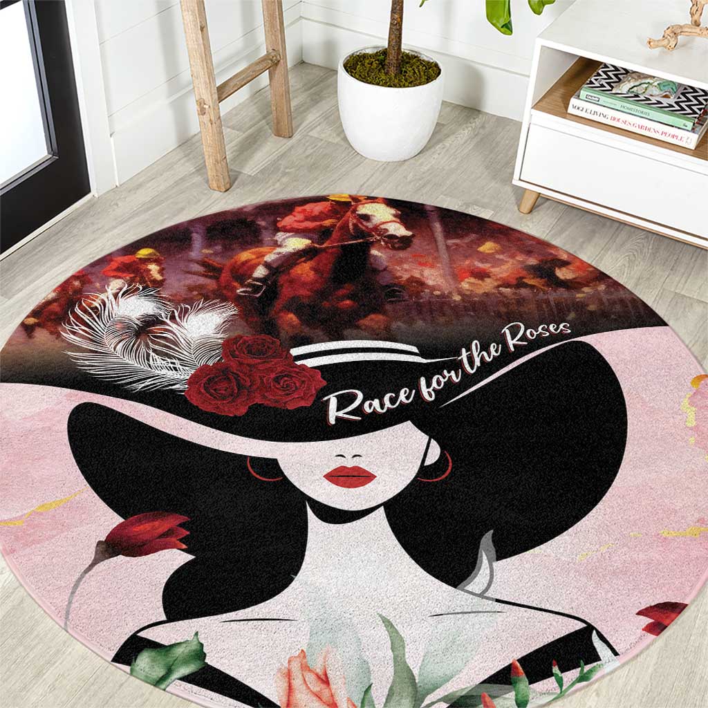 Kentucky Horse Racing Round Carpet Derby Girl - Marble Roses