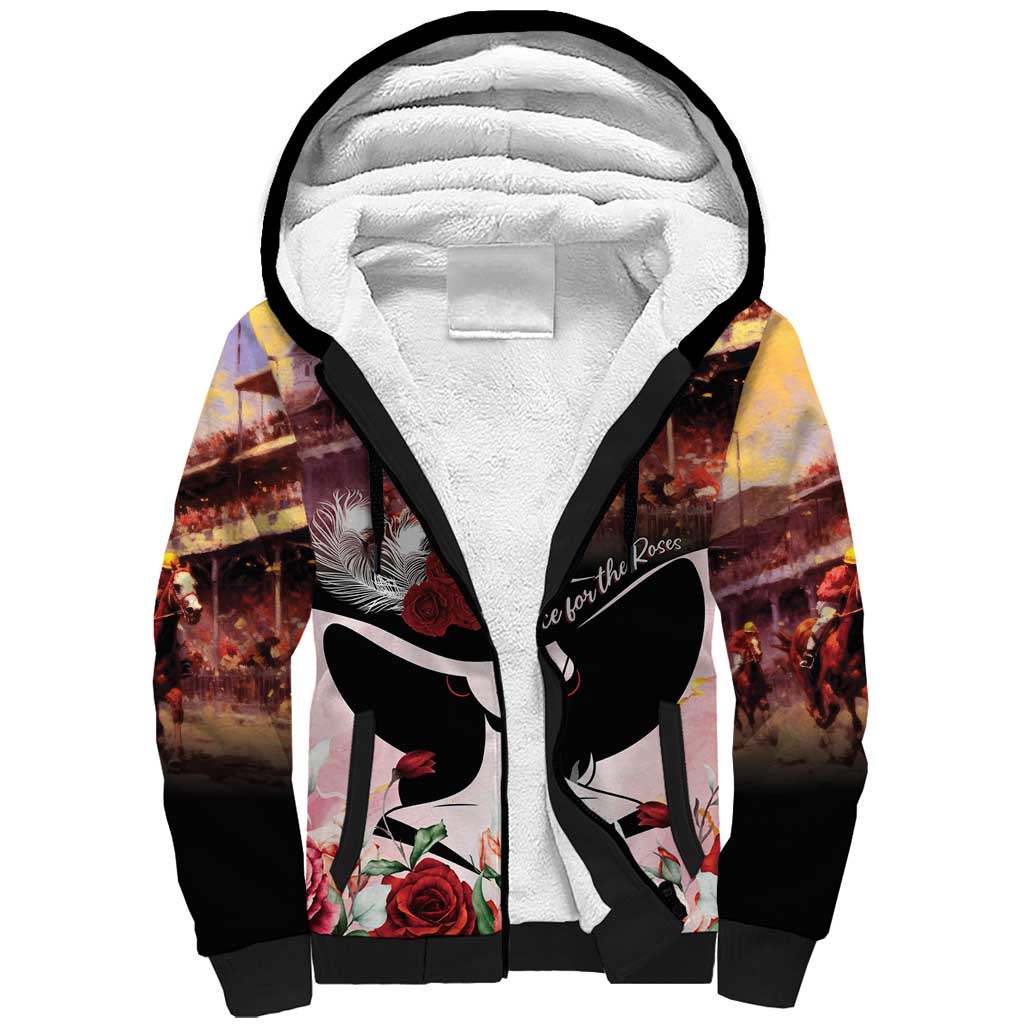 Kentucky Horse Racing Sherpa Hoodie Derby Girl - Marble Roses
